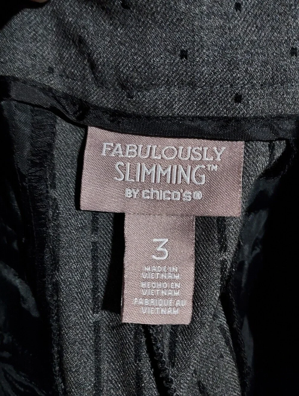 Chico's Fabulously Slimming Gray Pants Size 3 Office Career Wear